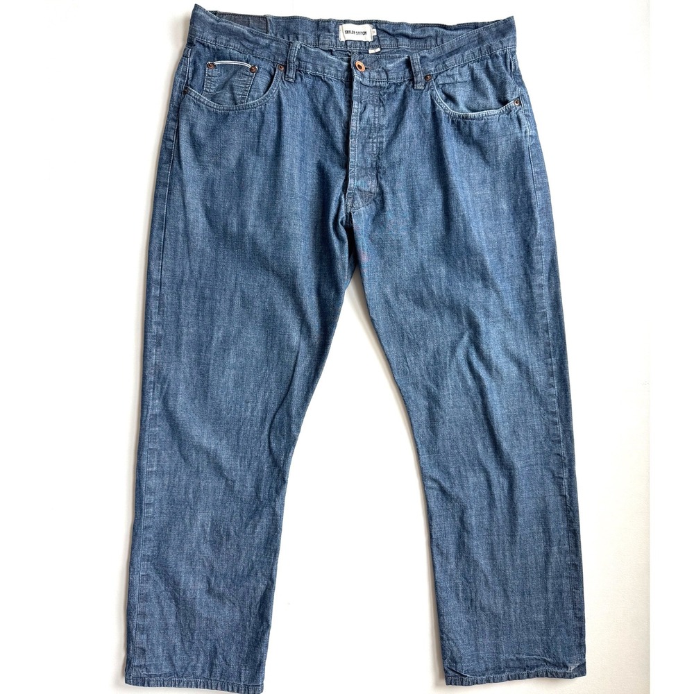 Taylor Stitch Townsend Democratic Jeans Mens 38 Blue Button Fly Denim Pants